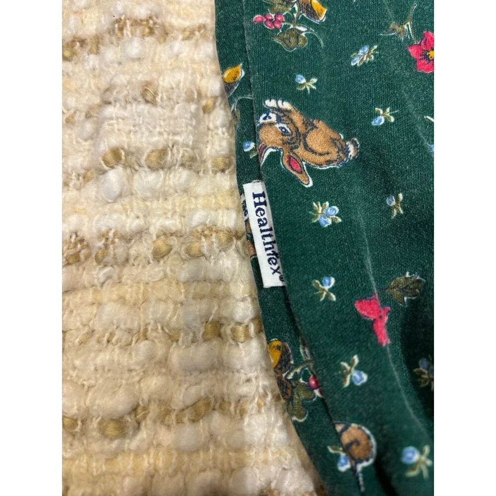 Forest Friends Green Bunny Rabbit Romper VTG Healthtex 6/9 mths floral bubble